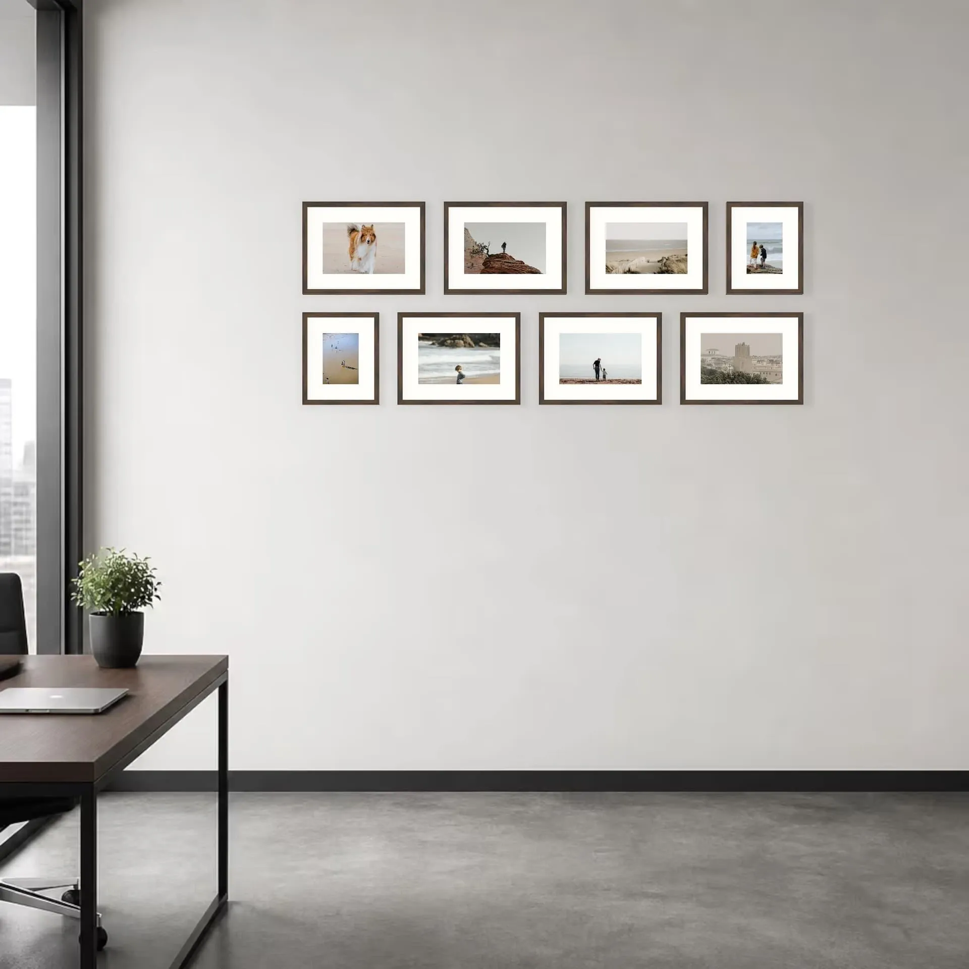 Gallery wall in an office setting