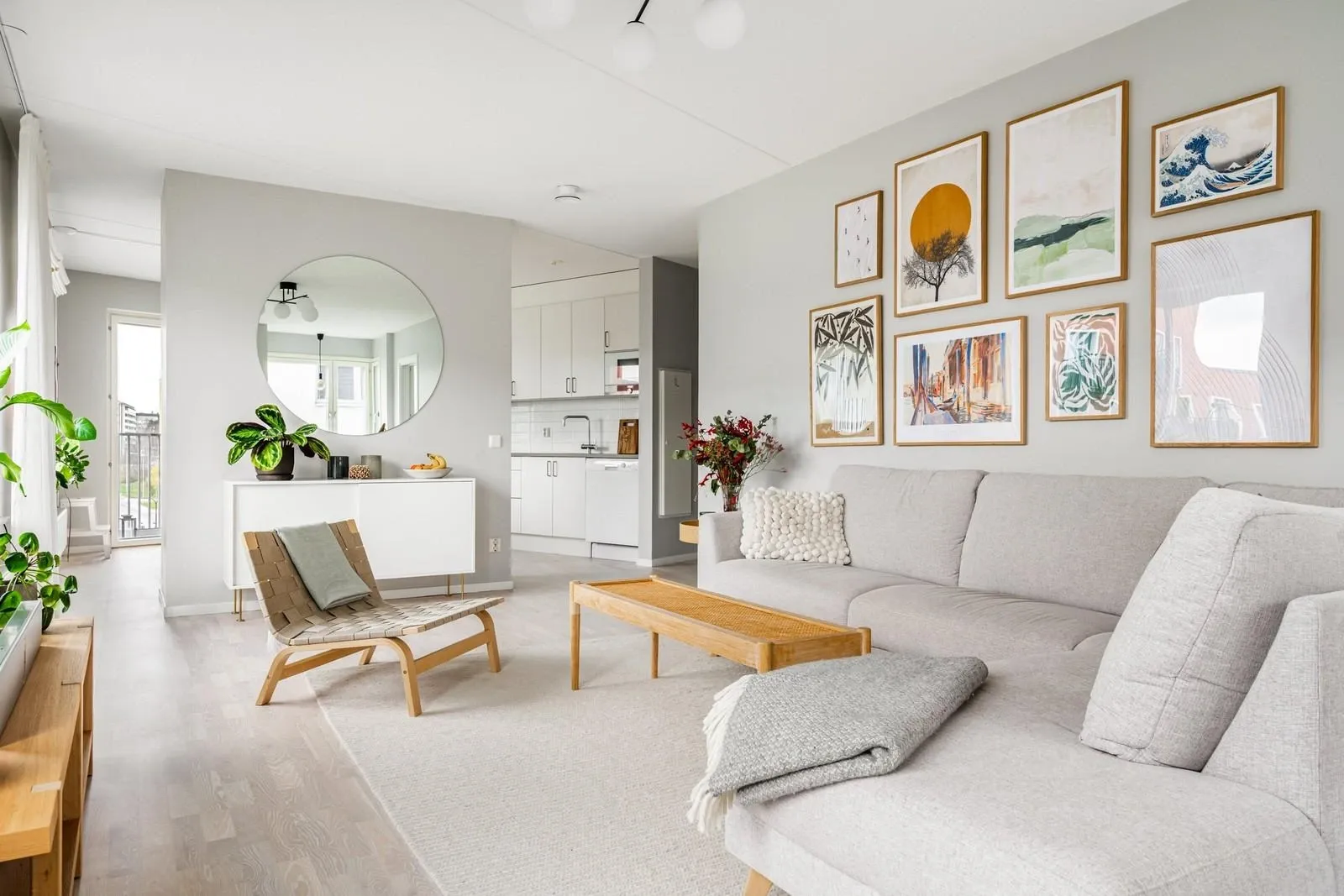 Scandinavian living room gallery wall